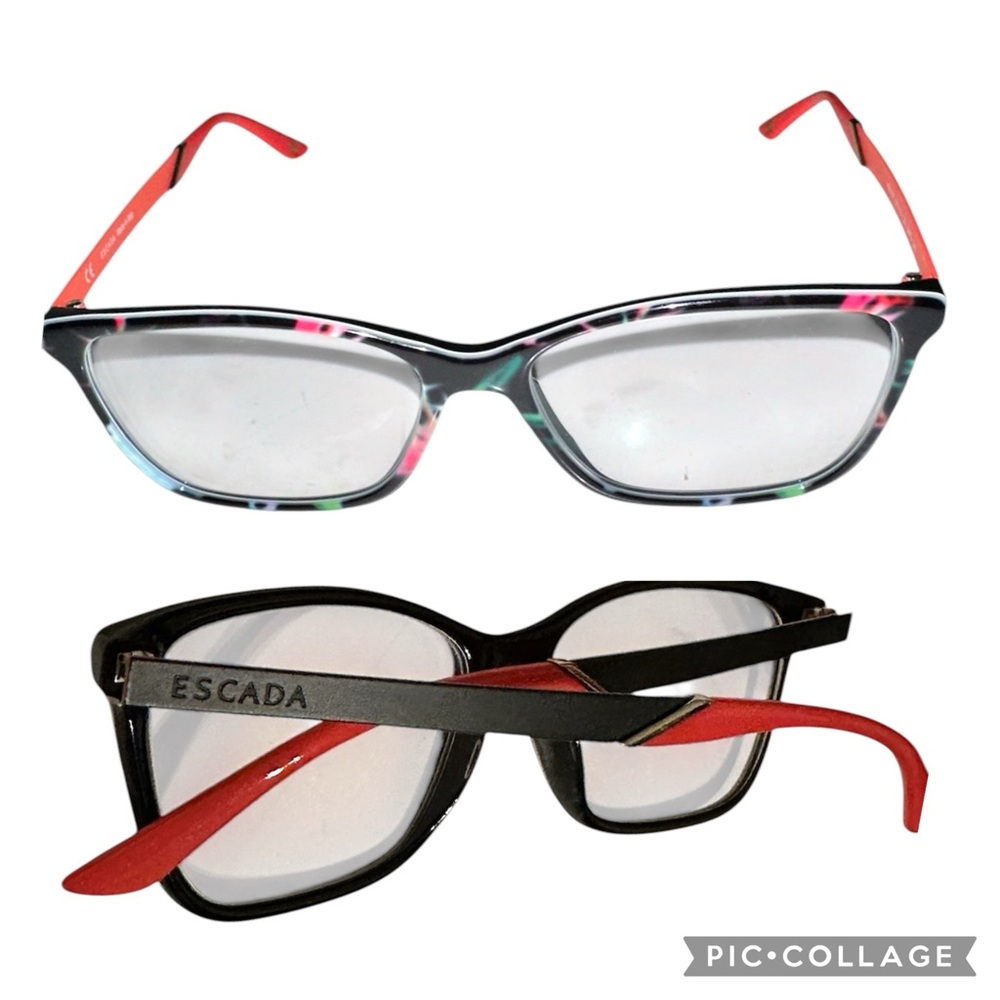 Escada pink black floral glasses frames. Like new.